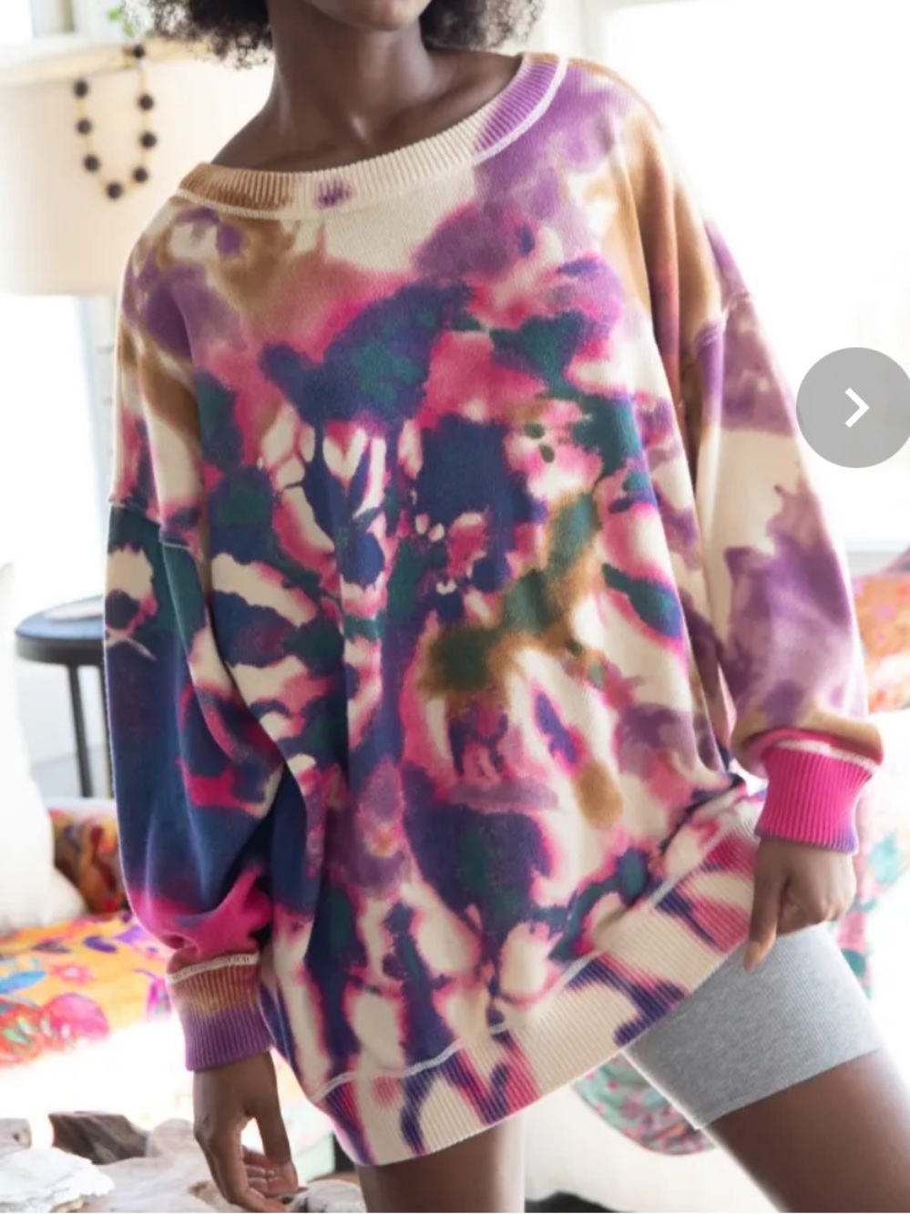 Natural Life Taylor Oversized Cotton Sweater - Sunrise Tie-Dye Crewneck - Picture 5 of 13